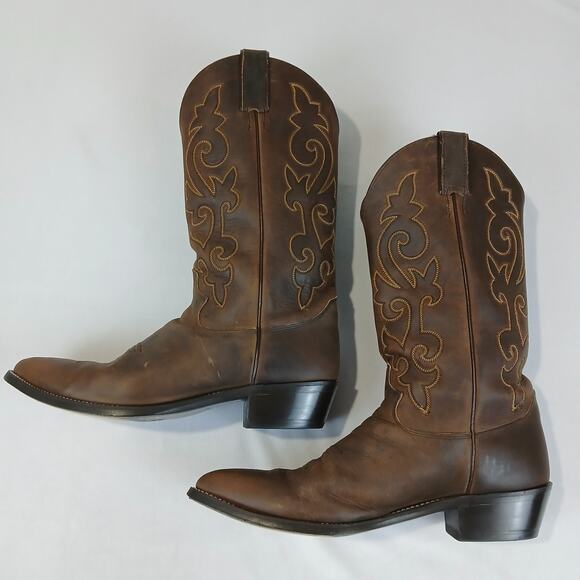 Justin Boots Mens 10.5D Brown Leather Western Cowboy Riding Rancher 2252 main image 9